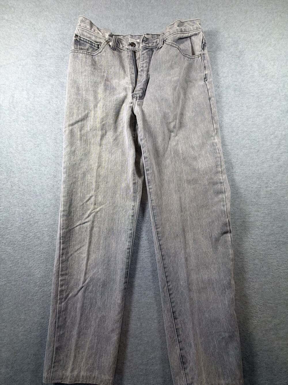 Vintage 1.O.U. 100% Cotton Gray Acid Wash Straight Leg Jeans